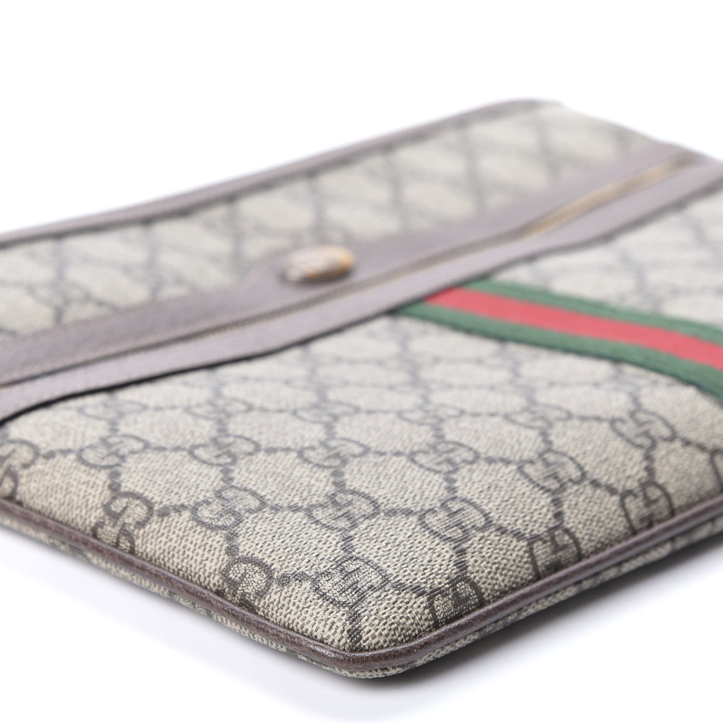 GG Supreme Monogram Large Ophidia Pouch Clutch Brown