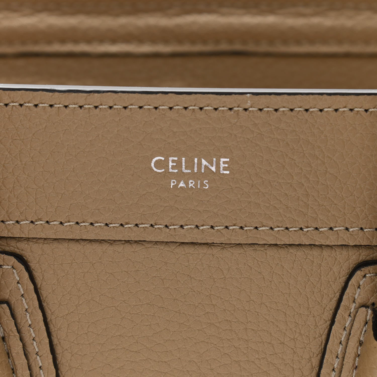 Celine Drummed Calfskin Nano Luggage Dune 6 of 10