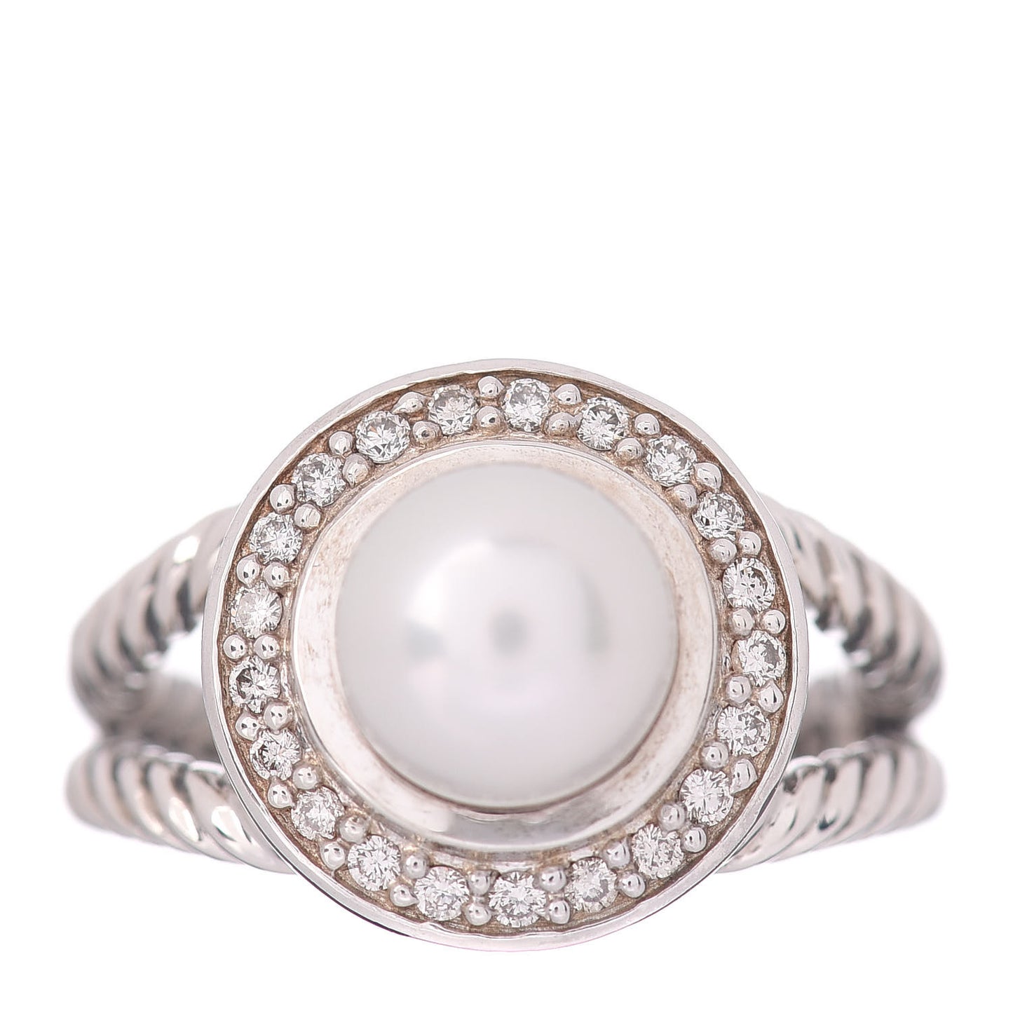 Sterling Silver Diamond Pearl 8mm Petite Cerise Ring 52 6