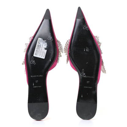 Balenciaga Satin Sequin Embellished Slash Slippers 37 Fuchsia 4 of 7