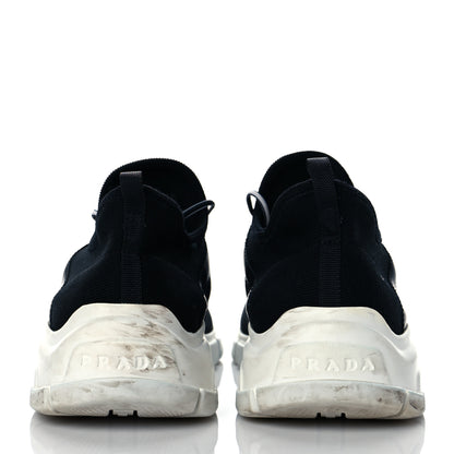 Prada Knit Fabric Logo Sneakers 39.5 Black White 5 of 8
