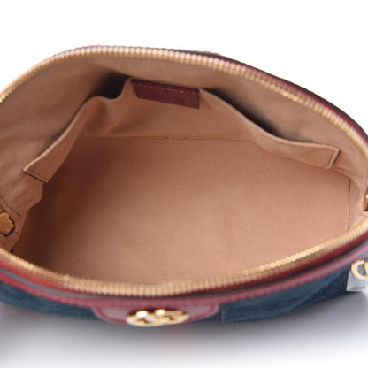 Gucci Suede Calfskin Web Small Ophidia Dome Shoulder Bag New Blue Romantic Cherry 5 of 10