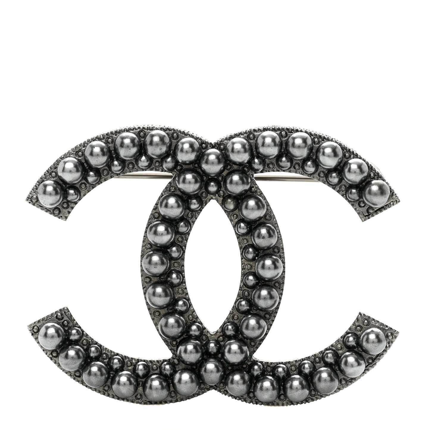 Ruthenium Pearl CC Brooch Dark Grey