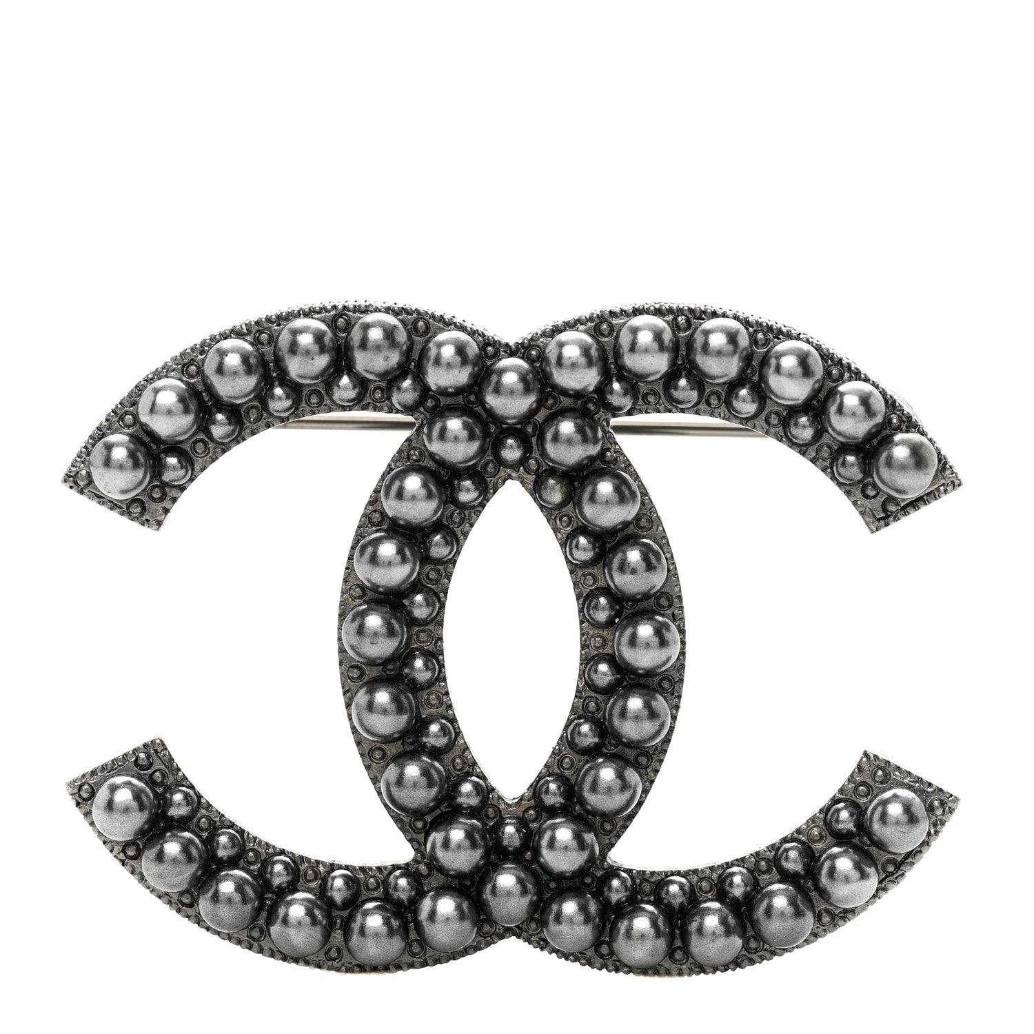 Chanel Ruthenium Pearl CC Brooch Dark Grey 1 of 5