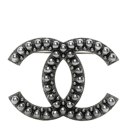 Chanel Ruthenium Pearl CC Brooch Dark Grey 1 of 5