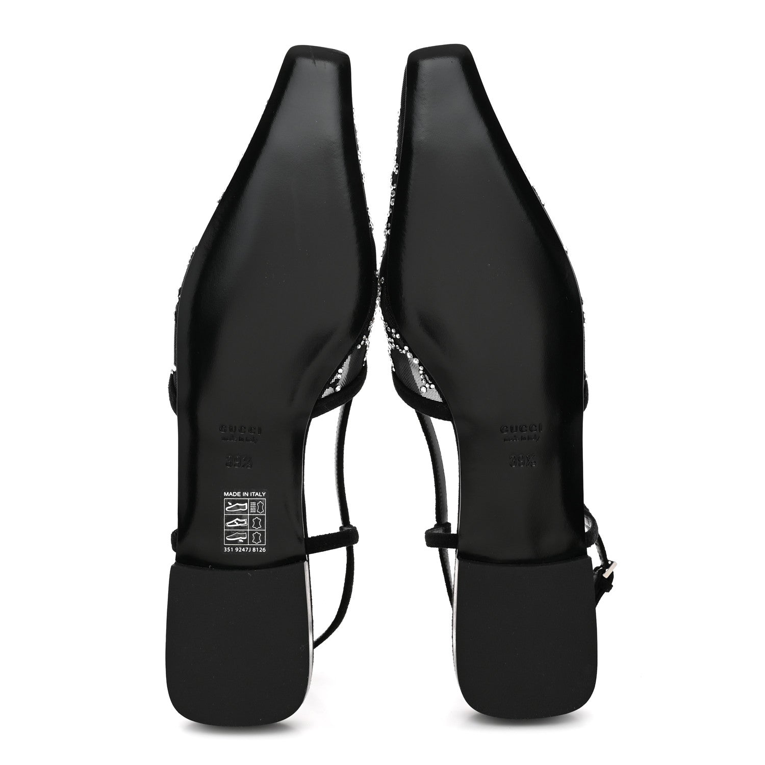 Gucci Tela Retino Kid Scamosciato Crystal GG Monogram Square Demi Ballet Flats  39.5 Black 6 of 12