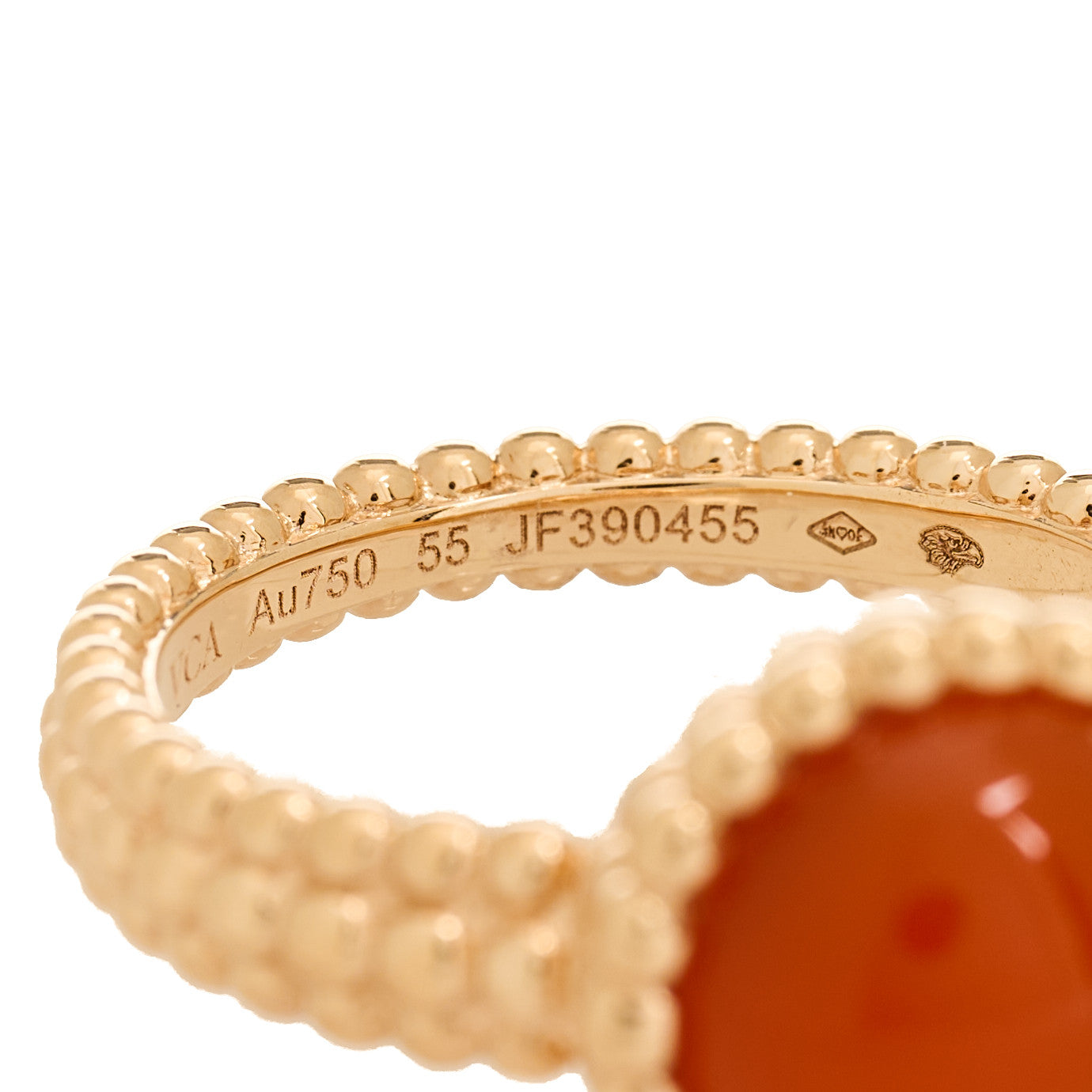 18K Rose Gold Carnelian Perlee Couleurs Ring 55 7.25