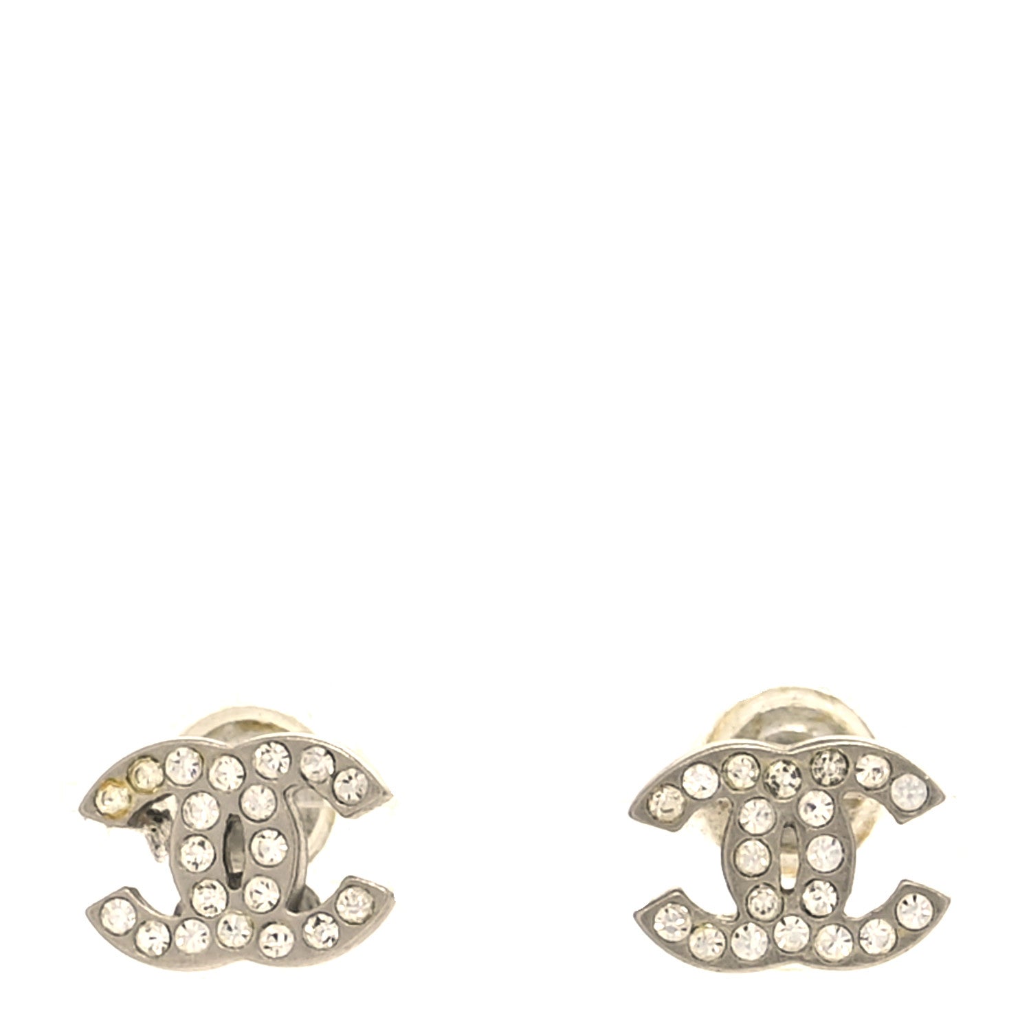 Chanel Crystal Mini Timeless CC Earrings Silver 1 of 5