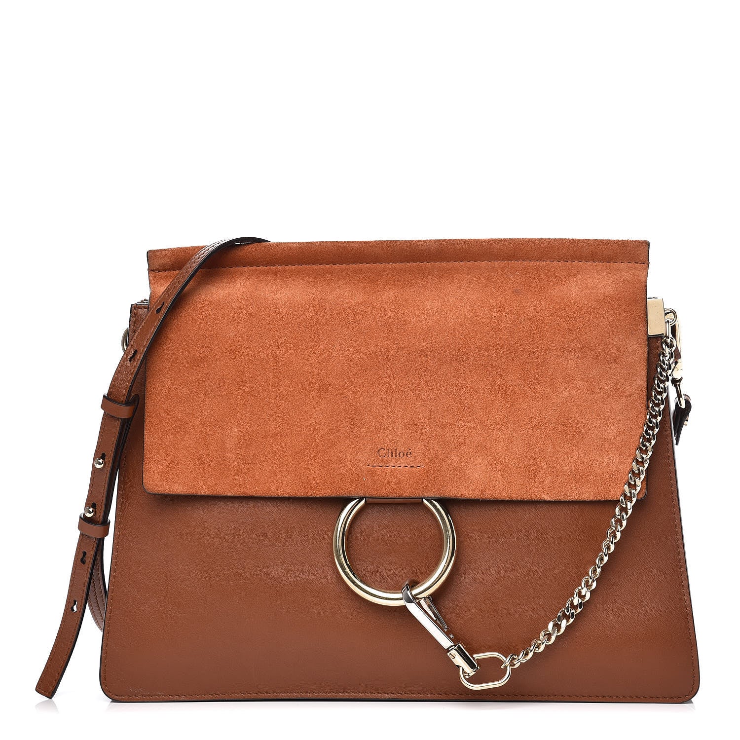 Chloe Suede Calfskin Medium Faye Shoulder Bag Tobacco 1 of 11