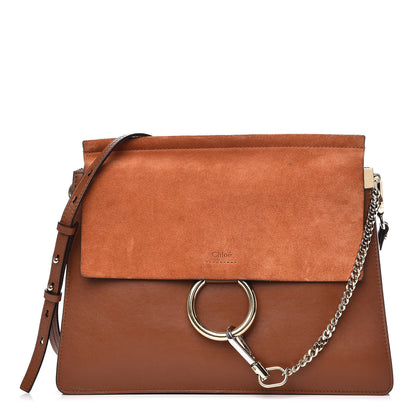 Chloe Suede Calfskin Medium Faye Shoulder Bag Tobacco 1 of 11