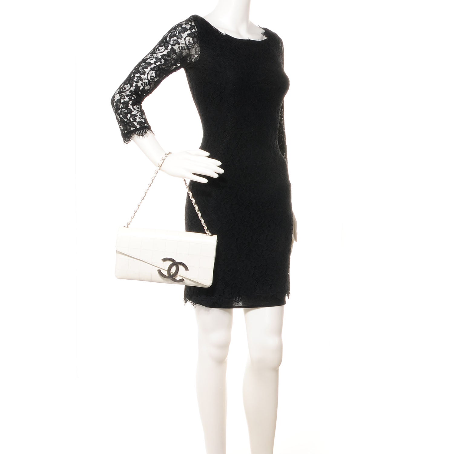 Chanel Patent Square Stitched CC Flap Clutch White 2 of 8