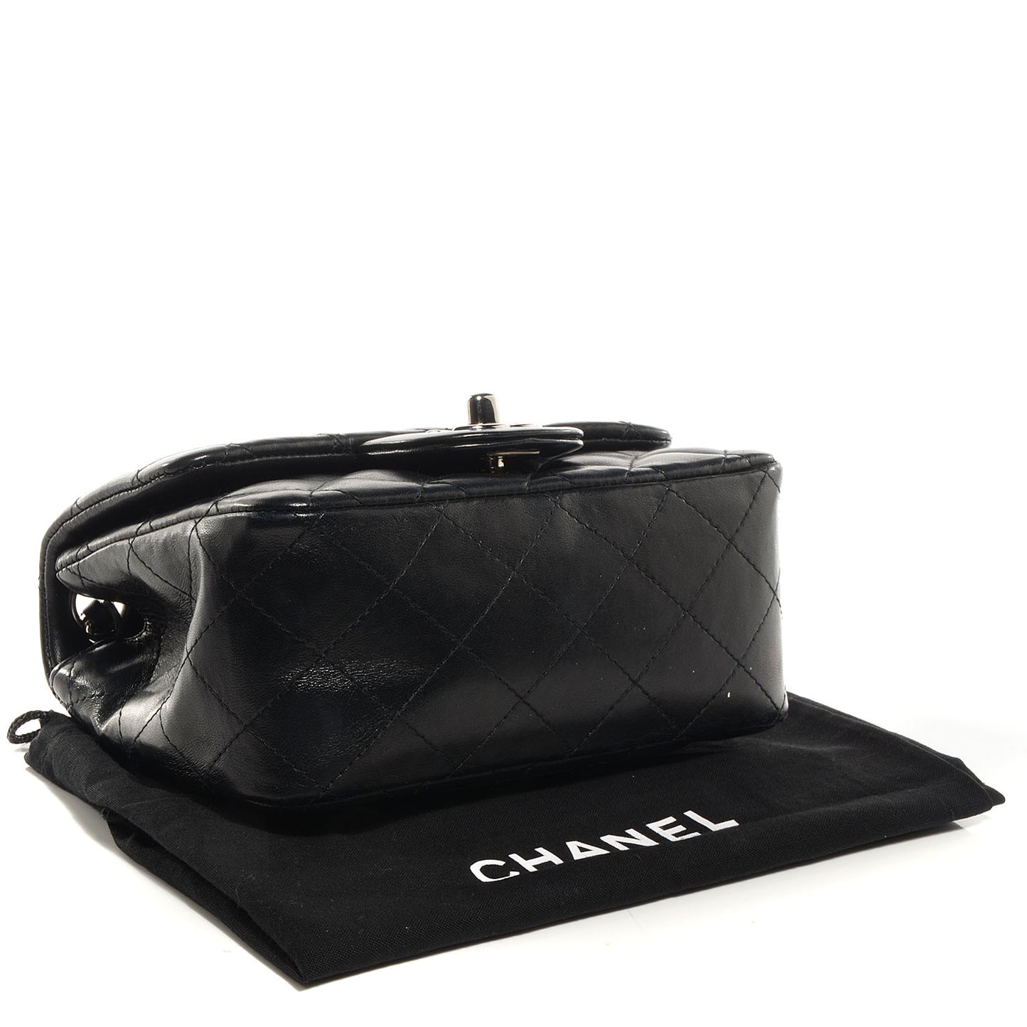 Lambskin Quilted Mini Square Flap Black