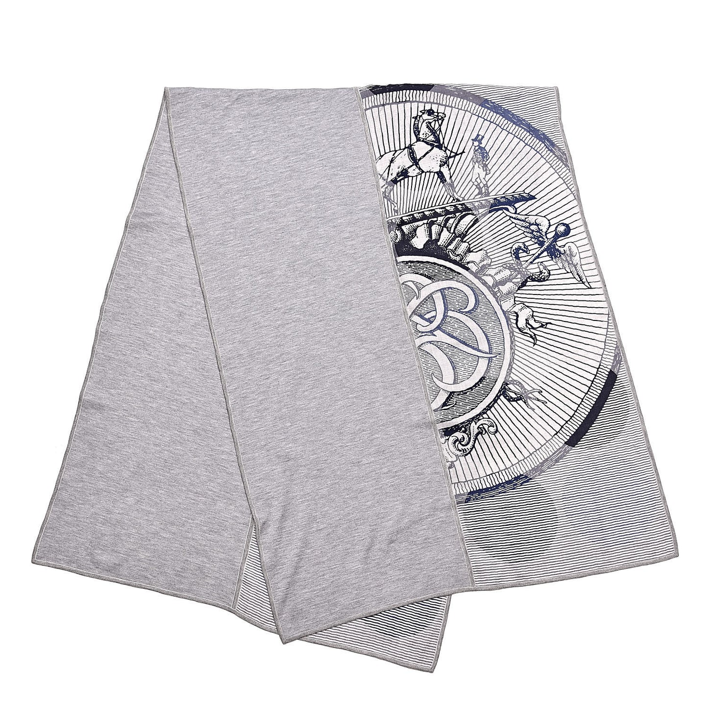 Cashmere Silk Double Jeu Suite Et Poursuite Scarf Gris Chine Marine Gris