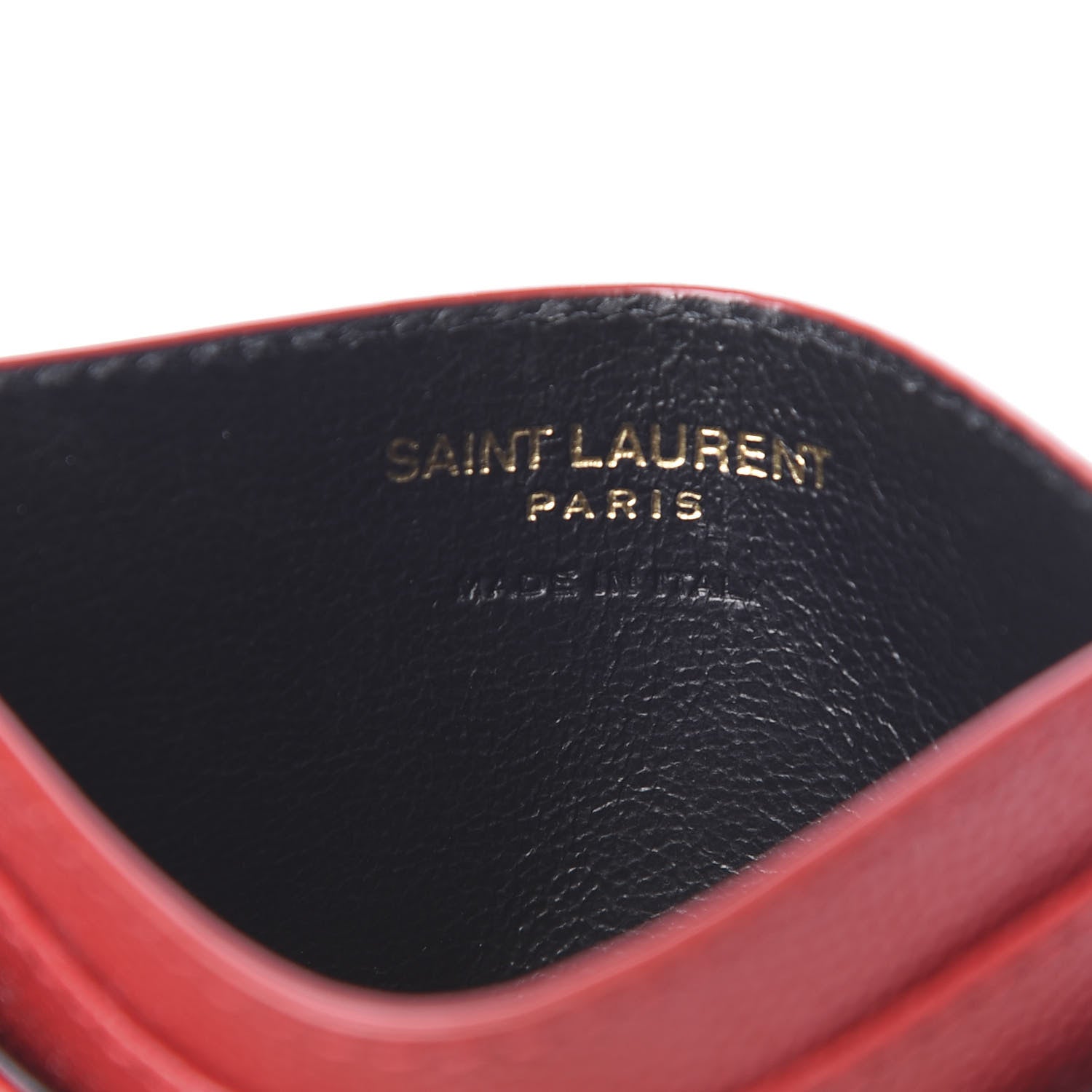 Saint Laurent Grain De Poudre Matelasse Chevron Monogram Credit Card Case Rouge Eros 6 of 8