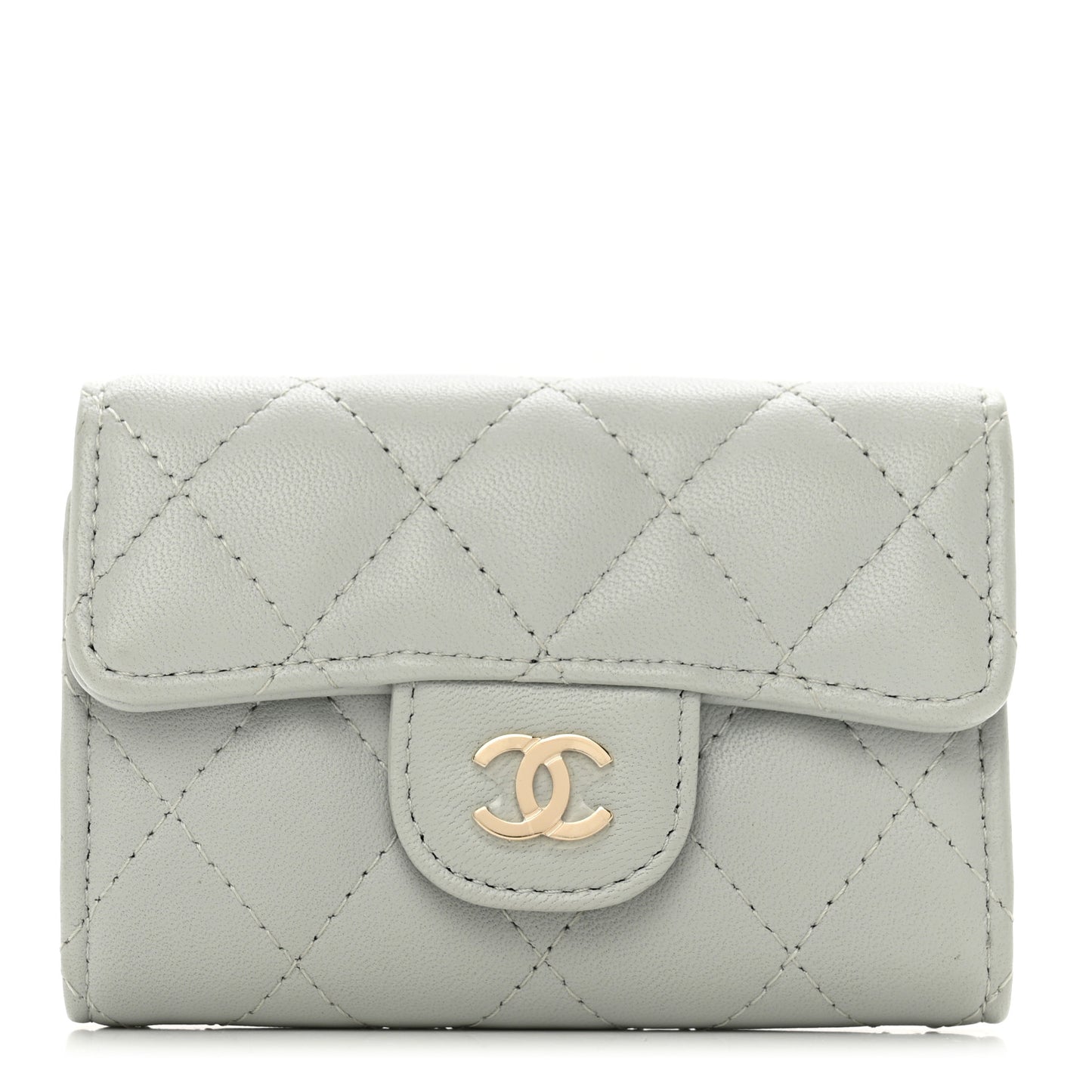 Lambskin Quilted Classic 4 Key Holder Wallet Grey