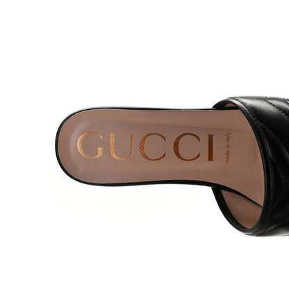 Gucci Nappa Matelasse GG Marmont Flat Slide Sandals 39.5 Black 12 of 13