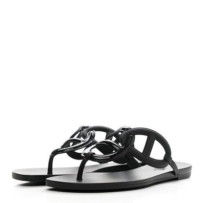 Hermes Rubber Womens Egerie Sandals 41 Black 3 of 10