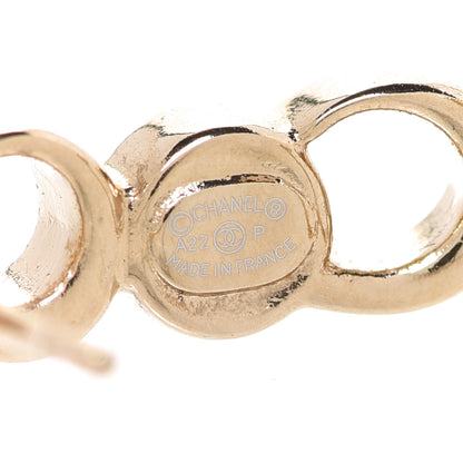 Chanel Metal Crystal Coco Script CC Climber Earrings Gold 5 of 5