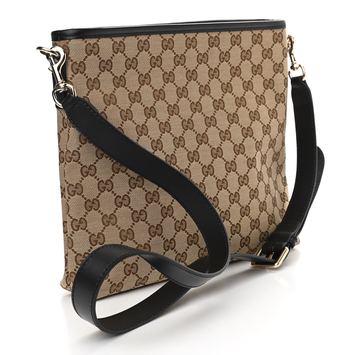 Gucci GG Monogram Web Flat Messenger Bag Black 4 of 11