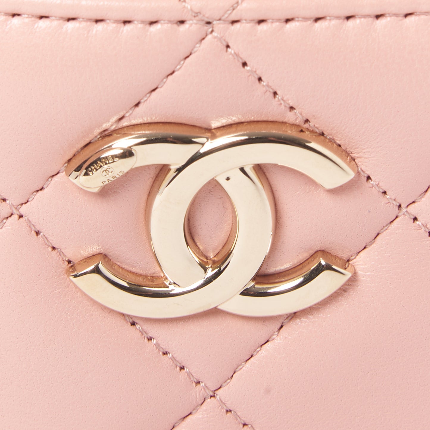 Lambskin Quilted Trendy Vanity Case Pink