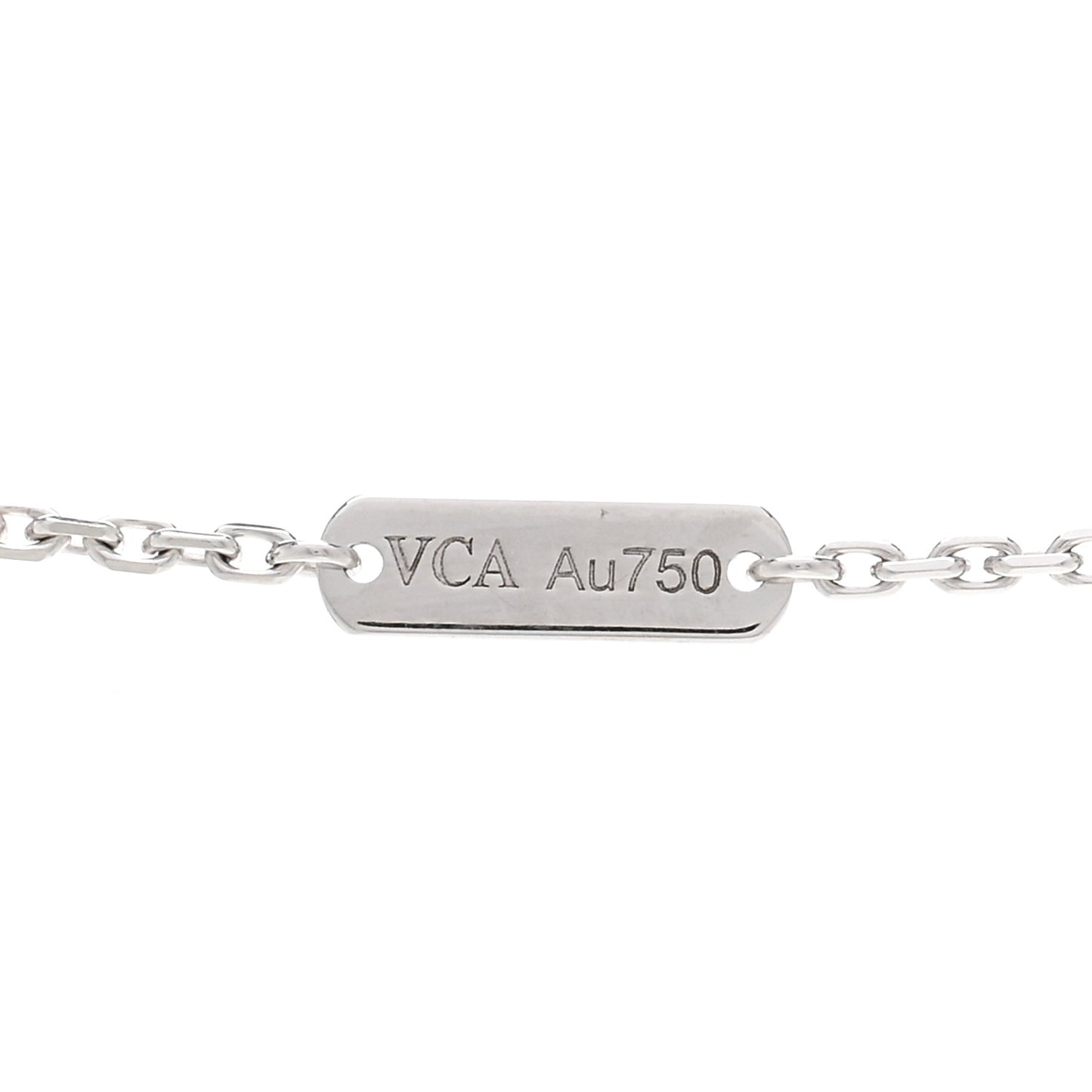 18K White Gold Mother Of Pearl Vintage Alhambra Pendant Necklace