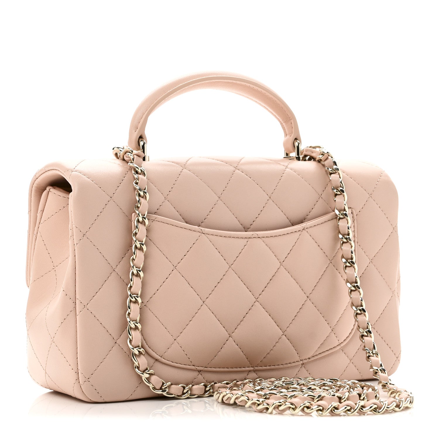 Chanel Lambskin Quilted Mini Top Handle Rectangular Flap Light Pink 3 of 11