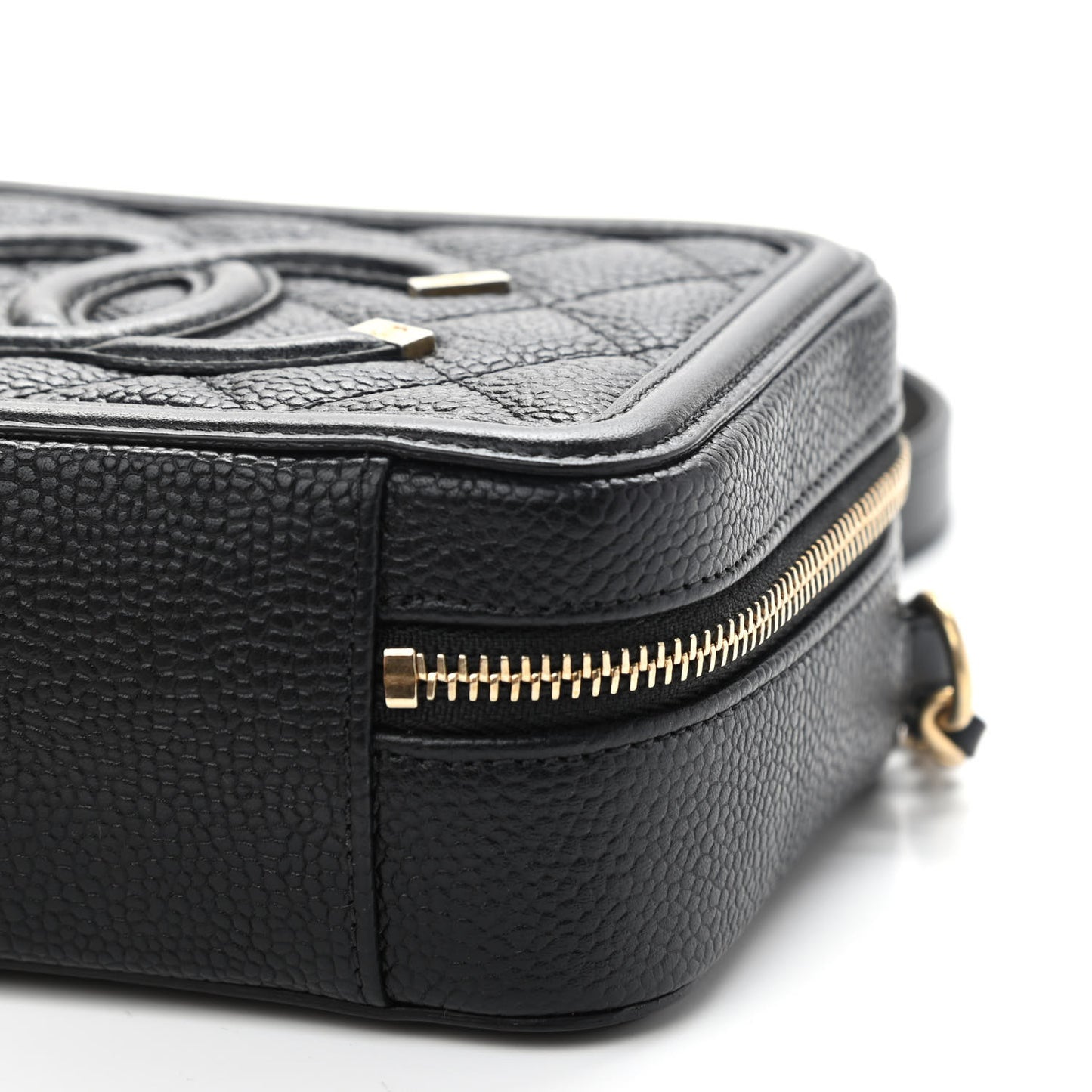 Caviar Quilted CC Filigree Vanity Clutch With Chain Black