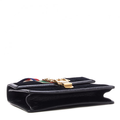 Gucci Velvet GG Monogram Small Sylvie Shoulder Bag Black 4 of 9