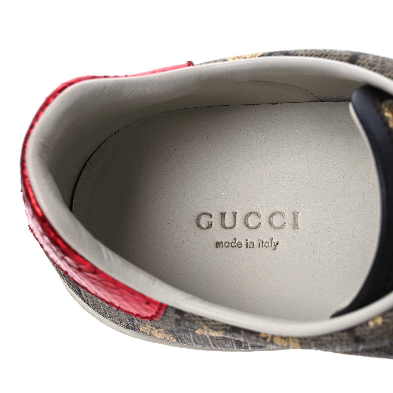 Gucci GG Supreme Monogram Bees Ayers Web Womens Ace Sneakers 39 Beige Oro Green Red 9 of 15