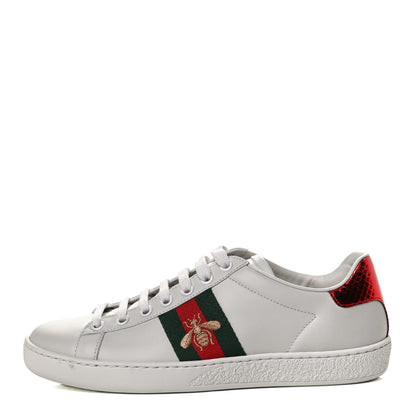Gucci Calfskin Ayers Bee Embroidered Womens Ace Sneakers 36 White Green 1 of 11