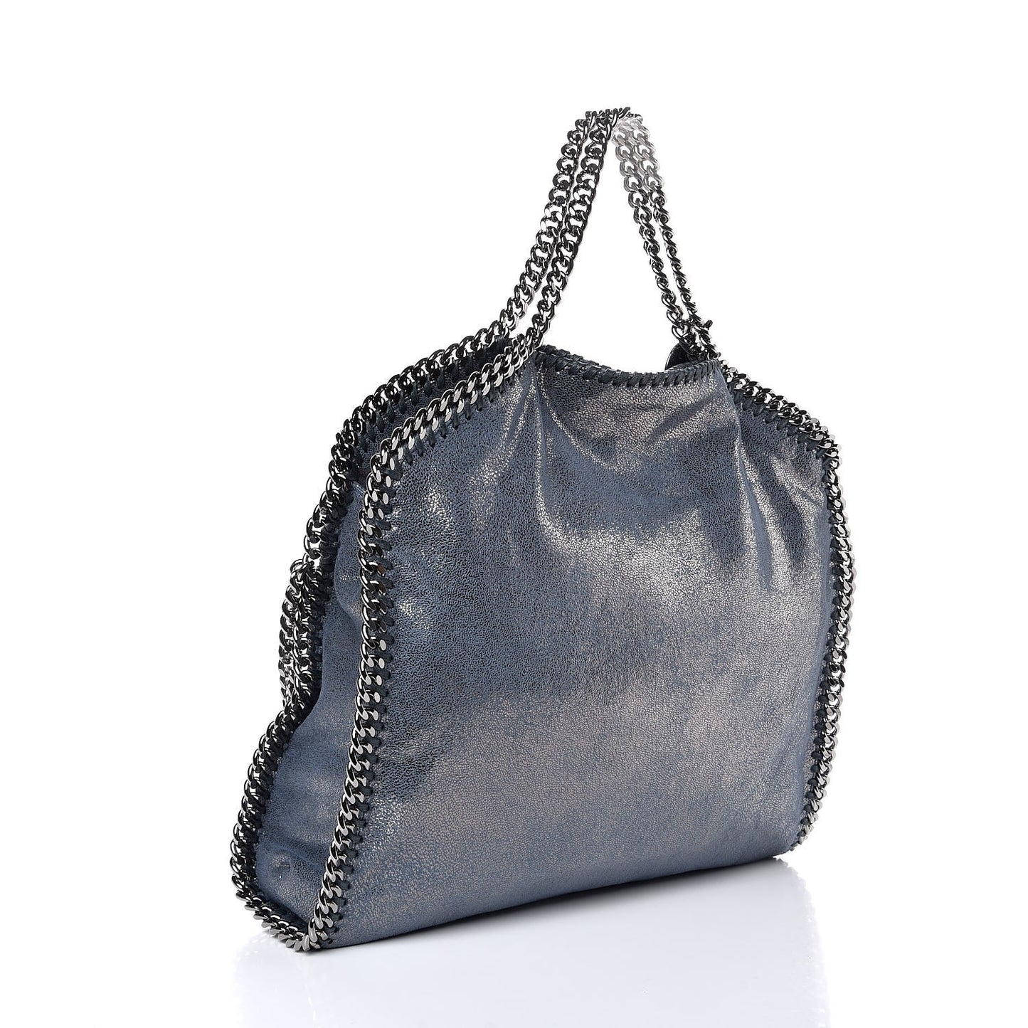Metallic Shaggy Deer Falabella Fold Over Tote Blue Lagoon