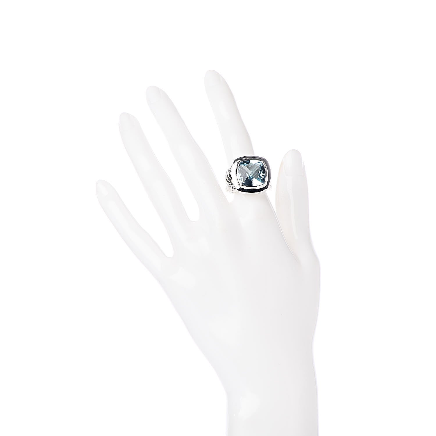 David Yurman Sterling Silver Blue Topaz 14mm Albion Ring 52 6 2 of 5