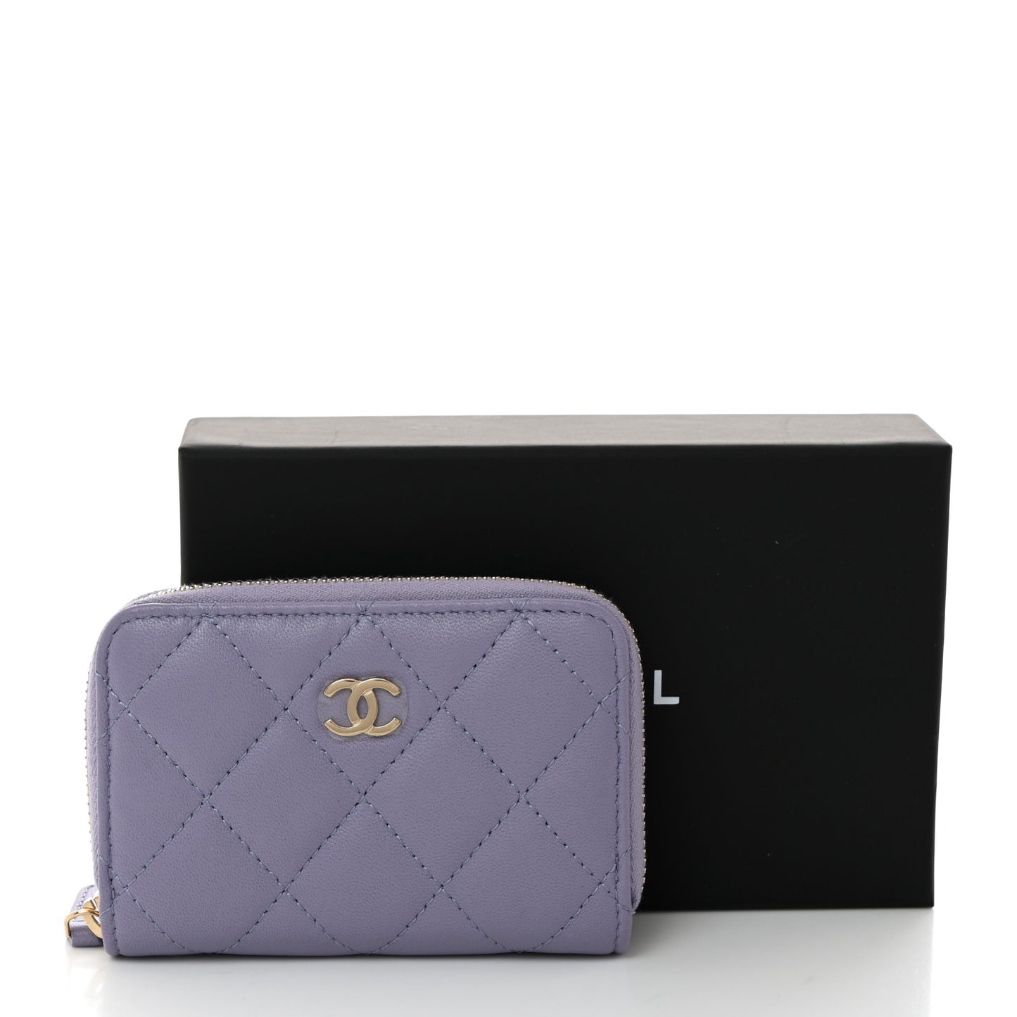 Caviar Quilted Zip Coin Purse Light Purple