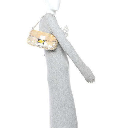 Fendi Sequin Paillettes Snakeskin Baguette White 2 of 13