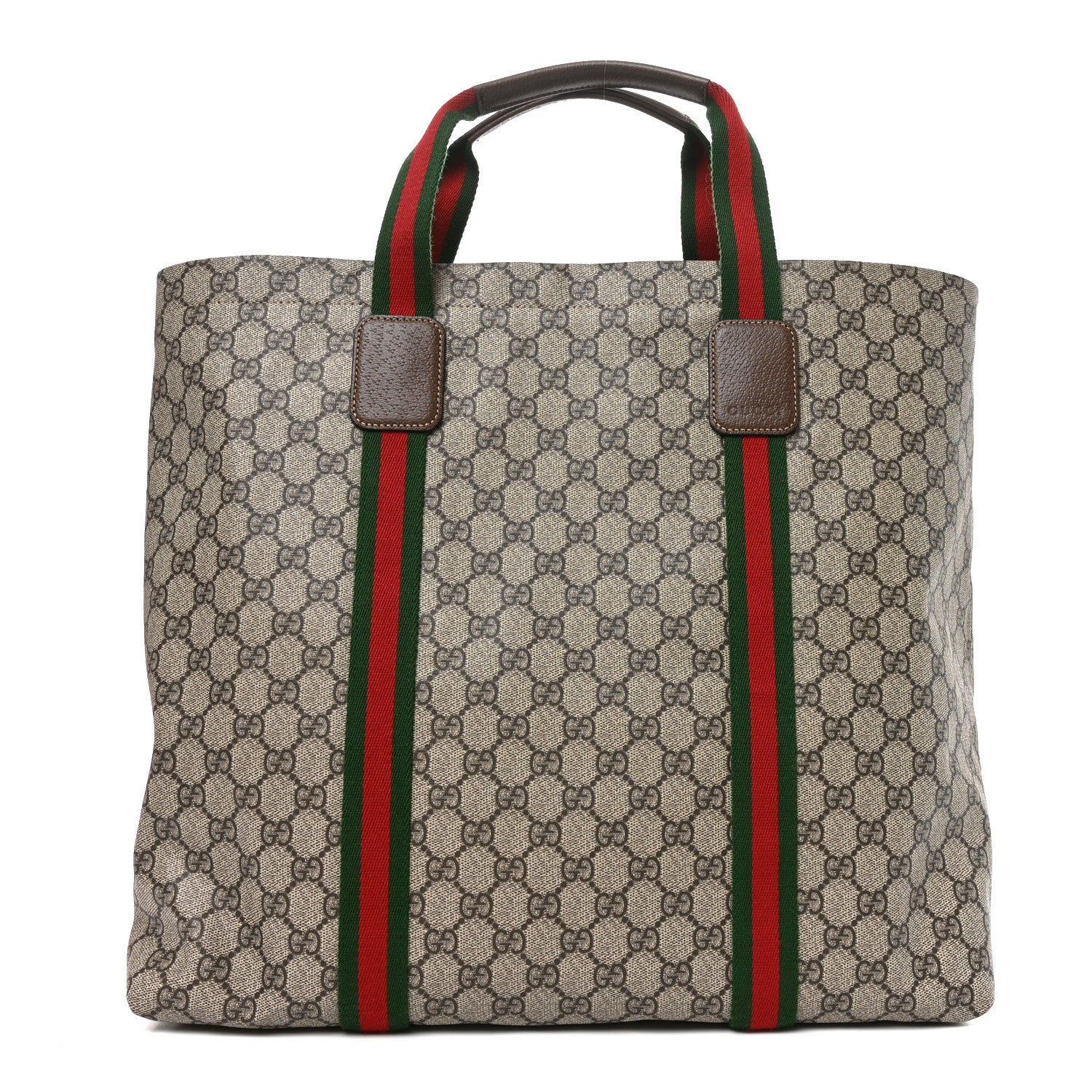 Gucci Tender GG Supreme Monogram Textured Dollar Calfskin Web Tote Beige Ebony New Acero 1 of 10