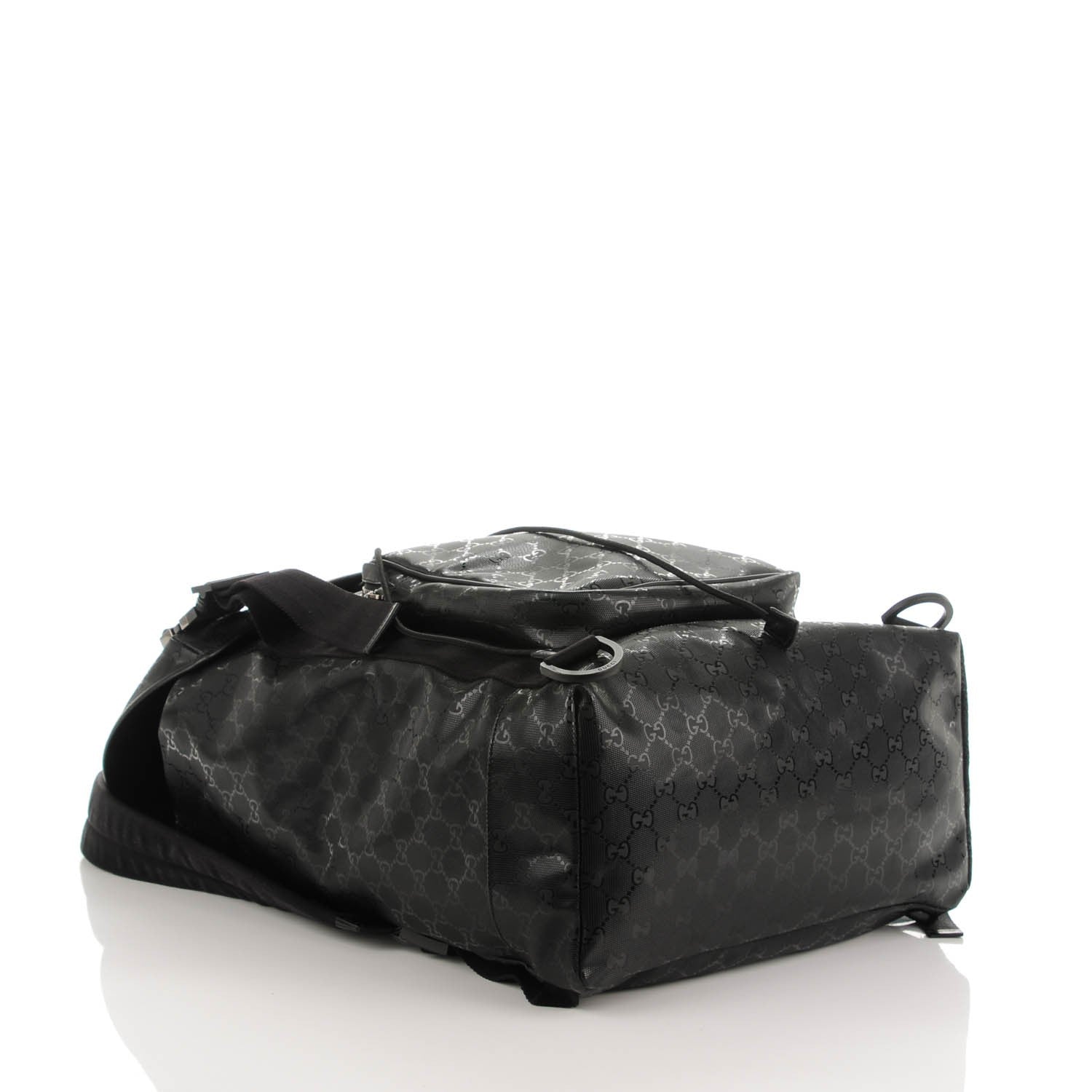 Gucci Imprime Monogram Interlocking G Double Buckle Backpack Black 4 of 7