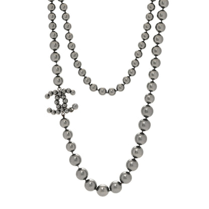 Chanel Ruthenium Graduated Pearl CC Long Necklace Dark Grey 1 of 6