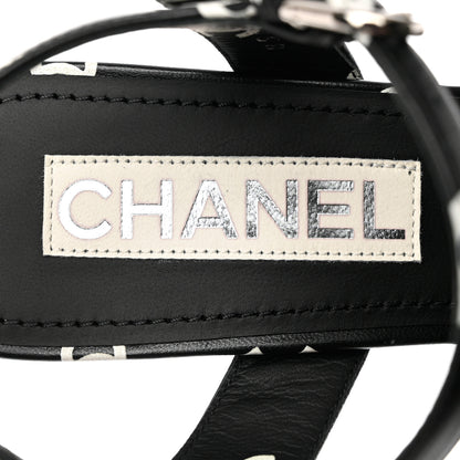 Chanel Printed Lambskin CC Platform Sandals 38 Black White 7 of 9