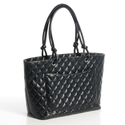 Chanel Calfskin Quilted Large Cambon Tote Black White 3 of 8