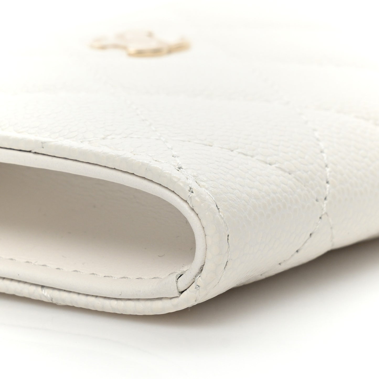 Caviar Quilted Zipped Key Holder Case White