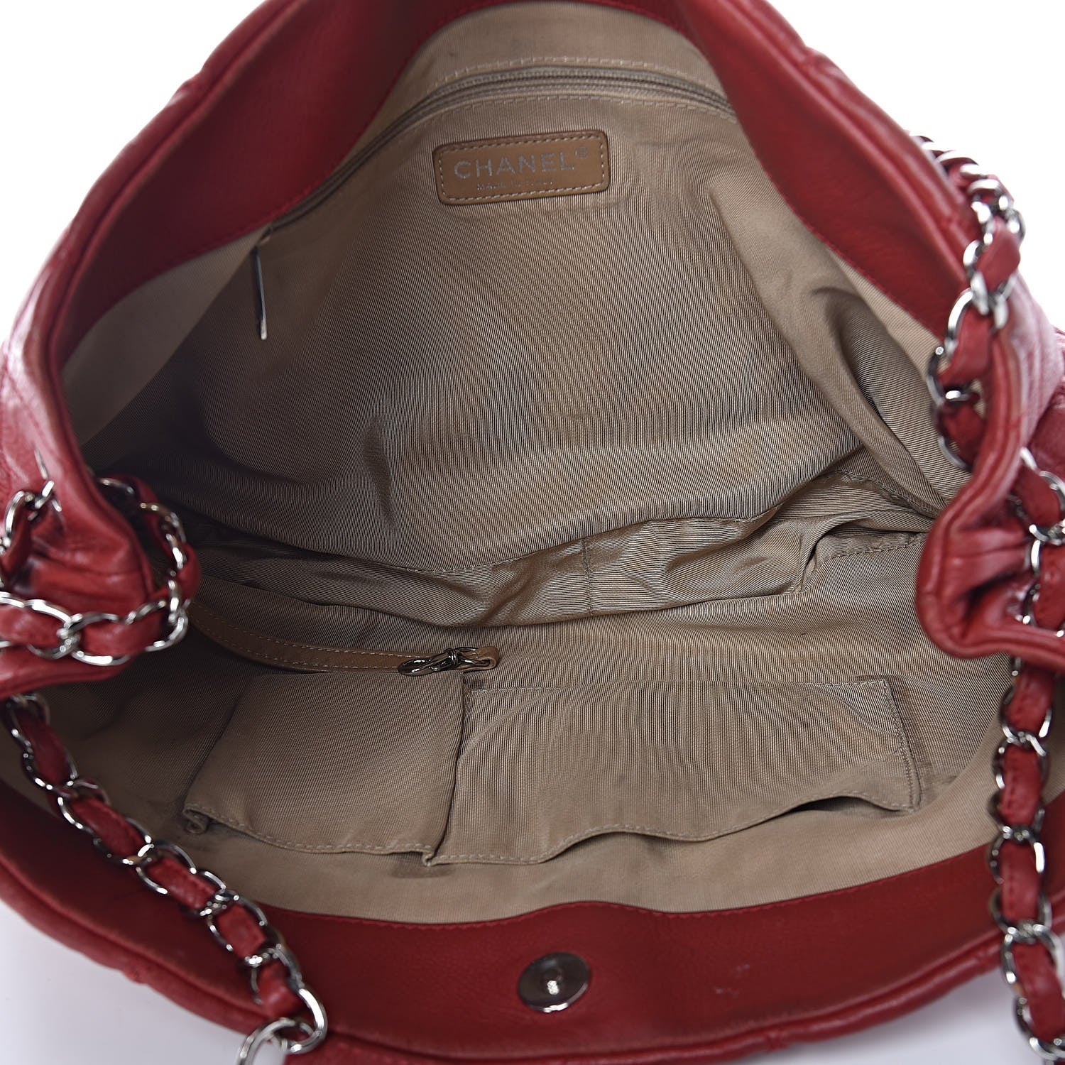 Chanel Caviar Quilted Expandable Zip Shoulder Bag Red 10 of 22