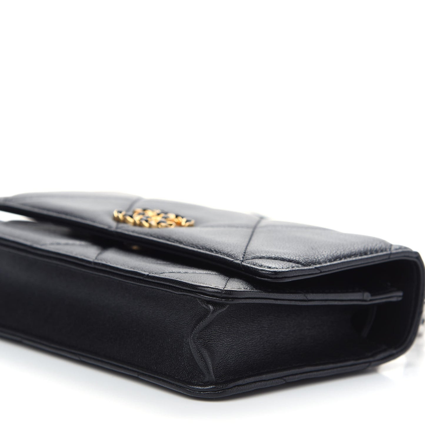 Lambskin Quilted Chanel 19 Wallet On Chain WOC Black