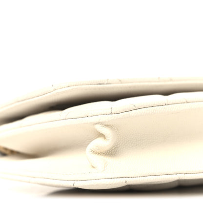 Chanel Shiny Caviar Quilted Flap Charm Wallet On Chain WOC White 10 of 12