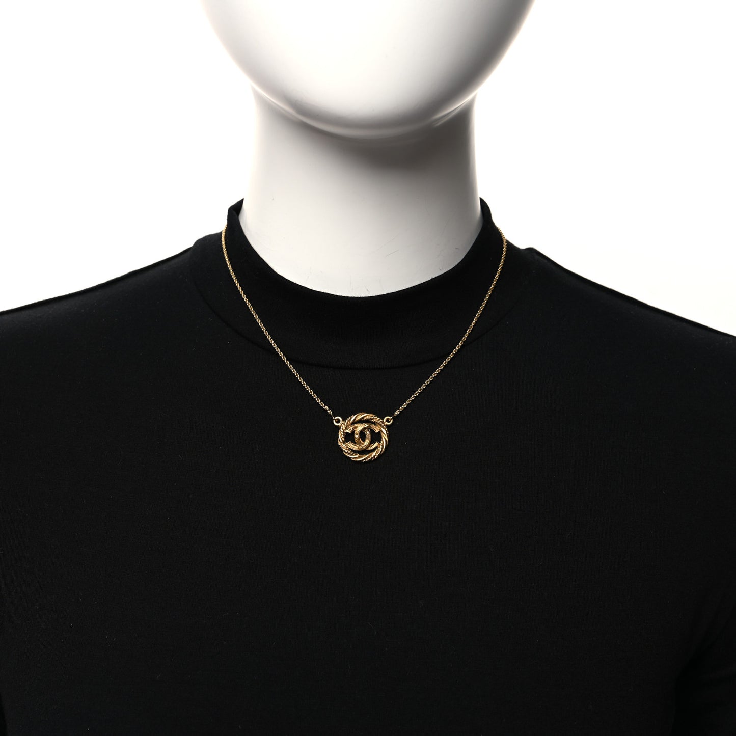 CC Medallion Choker Chain Necklace Gold