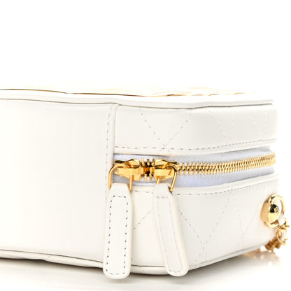 Chanel Lambskin Quilted Golden Plate Clutch With Chain White 9 of 10