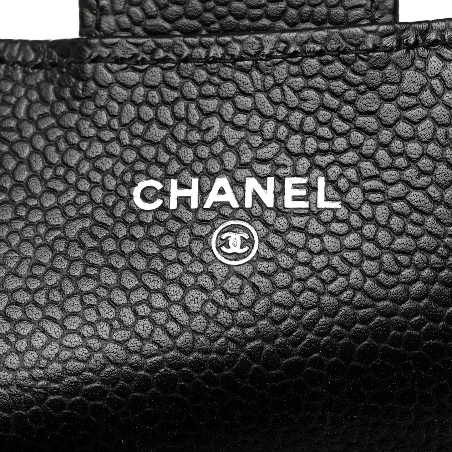 Caviar Quilted Flap Card Holder Wallet Black