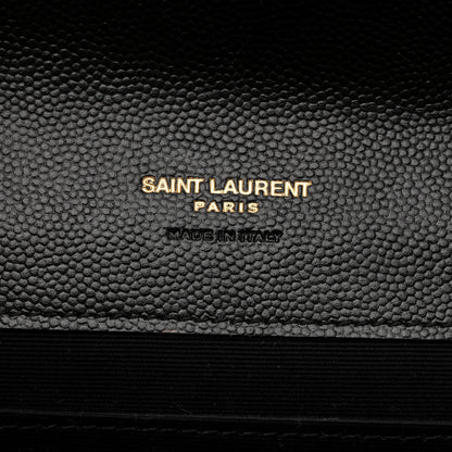 Saint Laurent Grain De Poudre Matelasse Chevron Monogram Envelope Clutch Black 6 of 8