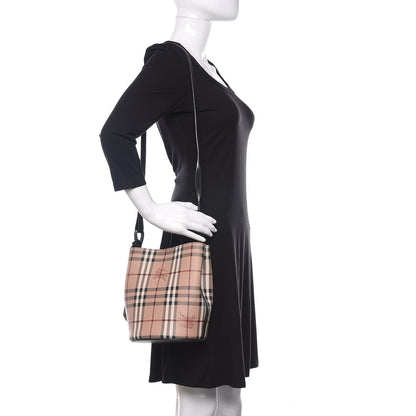 Burberry Haymarket Check Colours Small Lorne Bucket Crossbody Black 2 of 12