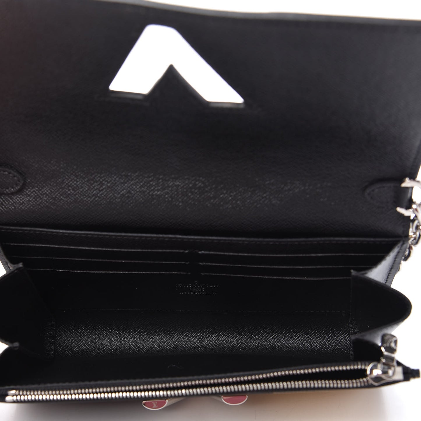 Calfskin Reverse Monogram Studded Night Lights Twist Chain Wallet