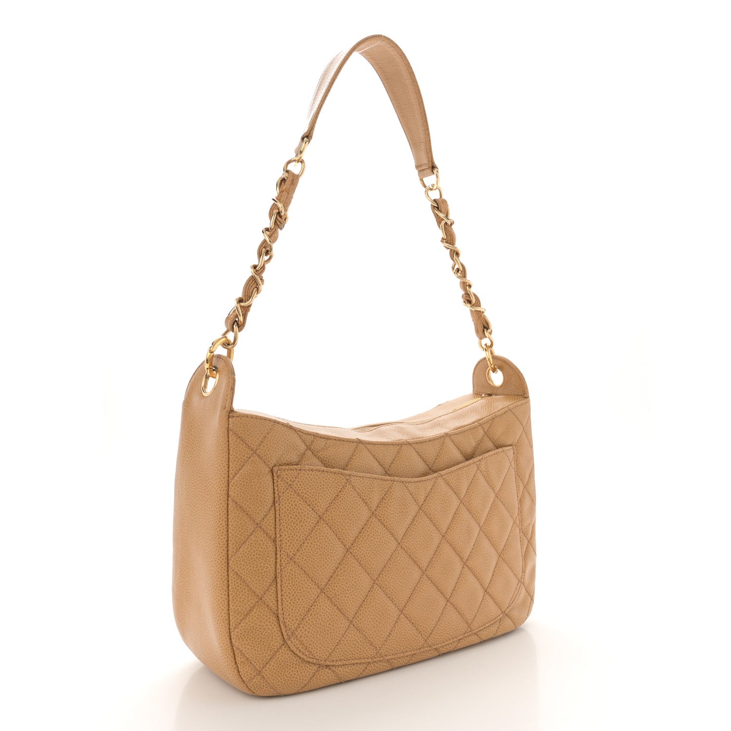 Caviar Quilted Timeless CC Shoulder Bag Beige